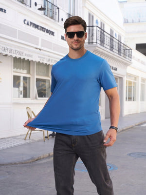 TACVASEN Denim Blue Men's Moisture Wicking UPF 80+ Summer Casual Tees