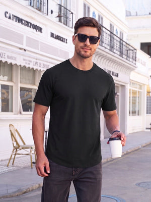 TACVASEN Black Men's Moisture Wicking UPF 80+ Summer Casual Tees