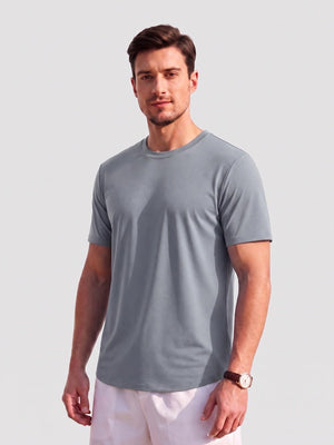 TACVASEN Light Blue Grey Men's Moisture Wicking UPF 80+ Summer Casual Tees