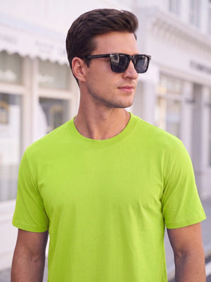 TACVASEN Fluorescent Green Men's Moisture Wicking UPF 80+ Summer Casual Tees