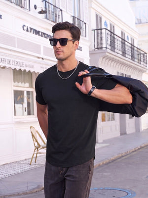 TACVASEN Black Men's Moisture Wicking UPF 80+ Summer Casual Tees