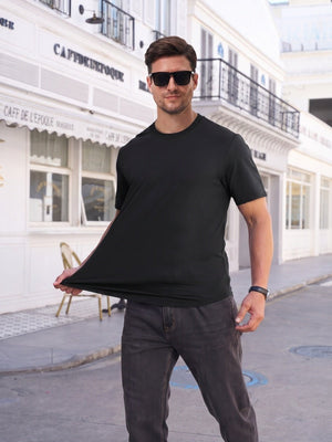 TACVASEN Black Men's Moisture Wicking UPF 80+ Summer Casual Tees