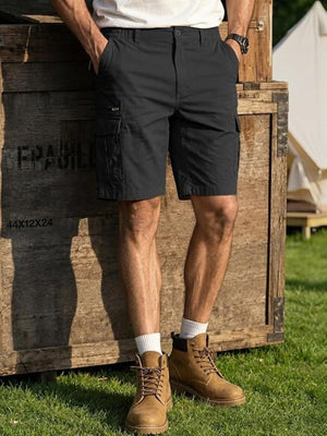 TACVASEN Black Mens Outdoor Hiking Cotton Cargo Shorts