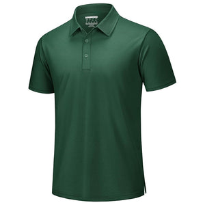 TACVASEN Dark Green Men's Pique Polo Shirt Short Sleeve Cooling Golf Top