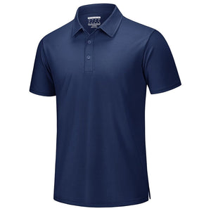 TACVASEN Navy Men's Pique Polo Shirt Short Sleeve Cooling Golf Top