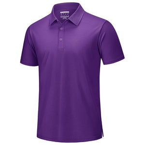 TACVASEN Purple Men's Pique Polo Shirt Short Sleeve Cooling Golf Top