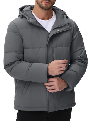 TACVASEN Dark Grey Men's Puffer Jacket Hooded Down Jacket