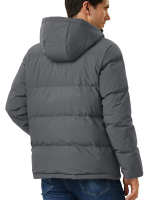TACVASEN Dark Grey Men's Puffer Jacket Hooded Down Jacket