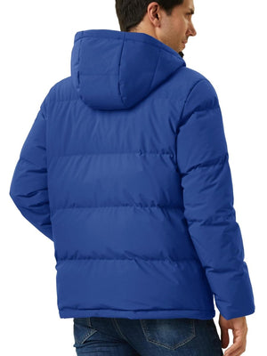 TACVASEN Blue Grey Men's Puffer Jacket Hooded Down Jacket