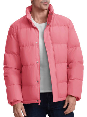 TACVASEN Grey Pink Men's Puffer Jacket Water Resistant Windproof Down Jackets