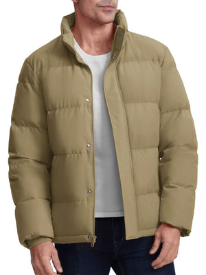 TACVASEN Khaki Men's Puffer Jacket Water Resistant Windproof Down Jackets
