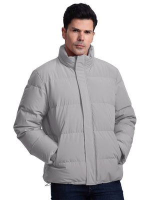 TACVASEN Light Grey Men's Puffer Jacket Water Resistant Windproof Down Jackets