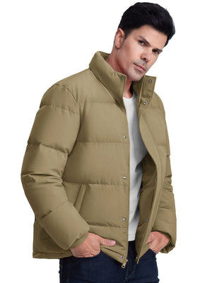 TACVASEN Khaki Men's Puffer Jacket Water Resistant Windproof Down Jackets