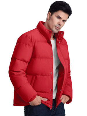 TACVASEN Tomato Men's Puffer Jacket Water Resistant Windproof Down Jackets