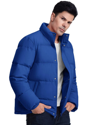 TACVASEN Blue Grey Men's Puffer Jacket Water Resistant Windproof Down Jackets