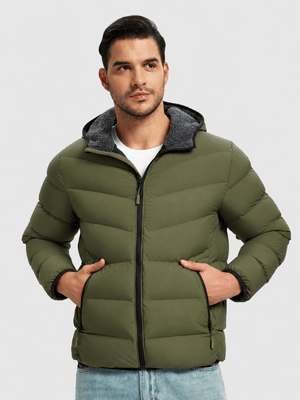 TACVASEN Army Green Men's Puffer Sherpa Lined Winter Jacket