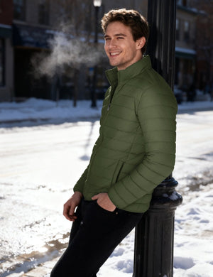 TACVASEN Army Green Men's Puffer Water Repellent Windproof Insulated Jacket