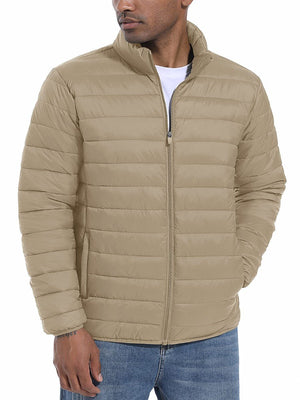 TACVASEN Khaki Men's Puffer Water Repellent Windproof Insulated Jacket