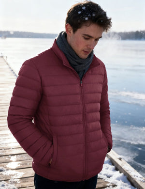 TACVASEN Wine Red Men's Puffer Water Repellent Windproof Insulated Jacket