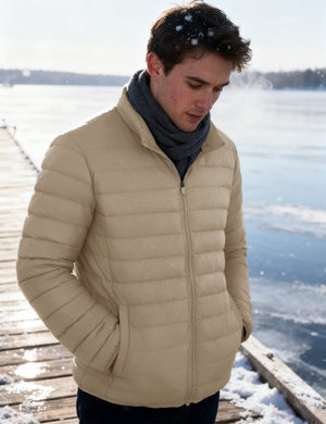 TACVASEN Khaki Men's Puffer Water Repellent Windproof Insulated Jacket