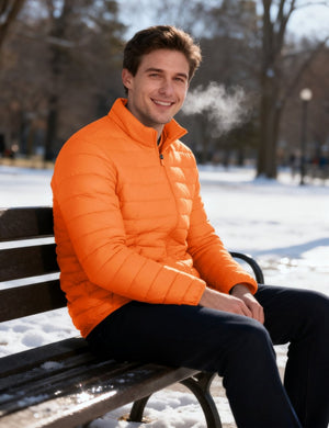TACVASEN Orange Men's Puffer Water Repellent Windproof Insulated Jacket