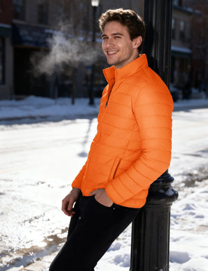 TACVASEN Orange Men's Puffer Water Repellent Windproof Insulated Jacket