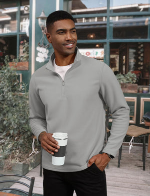 TACVASEN Light Grey Men's Pullover Workout Fleece 1/4 Zip Uncw Vintage Sweatshirts