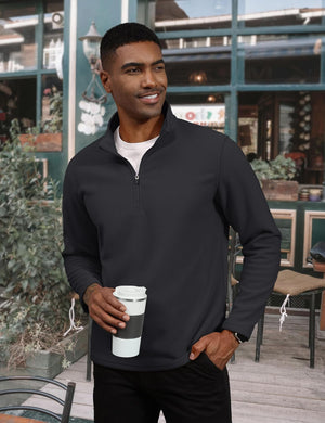 TACVASEN Black Men's Pullover Workout Fleece 1/4 Zip Uncw Vintage Sweatshirts