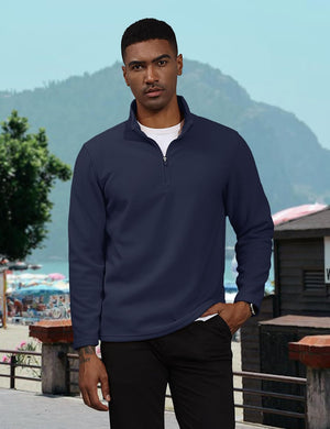 TACVASEN Dark Grey Men's Pullover Workout Fleece 1/4 Zip Uncw Vintage Sweatshirts