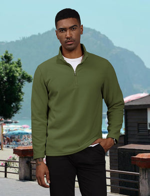 TACVASEN Army Green Men's Pullover Workout Fleece 1/4 Zip Uncw Vintage Sweatshirts
