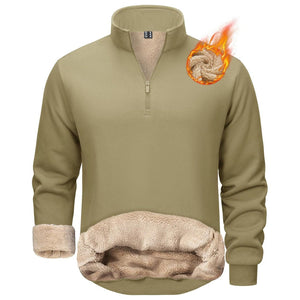 TACVASEN Khaki Men's Quarter Zip Fleece Pullover Warm Winter Sweatshirt