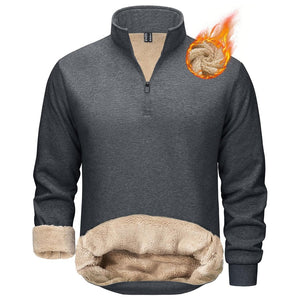 TACVASEN Dark Grey Men's Quarter Zip Fleece Pullover Warm Winter Sweatshirt