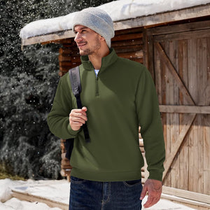 TACVASEN Army Green Men's Quarter Zip Fleece Pullover Warm Winter Sweatshirt