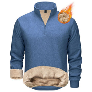 TACVASEN Grey Blue Men's Quarter Zip Fleece Pullover Warm Winter Sweatshirt