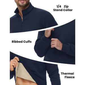 TACVASEN Navy Men's Quarter Zip Fleece Pullover Warm Winter Sweatshirt