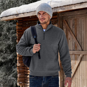 TACVASEN Dark Grey Men's Quarter Zip Fleece Pullover Warm Winter Sweatshirt