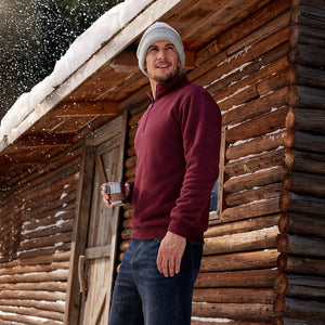 TACVASEN Wine Men's Quarter Zip Fleece Pullover Warm Winter Sweatshirt