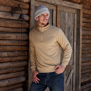 TACVASEN Khaki Men's Quarter Zip Fleece Pullover Warm Winter Sweatshirt