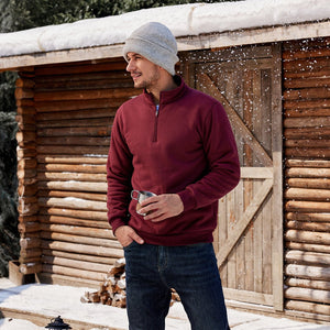 TACVASEN Wine Men's Quarter Zip Fleece Pullover Warm Winter Sweatshirt