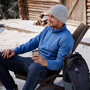TACVASEN Grey Blue Men's Quarter Zip Fleece Pullover Warm Winter Sweatshirt