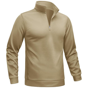 TACVASEN Khaki Men's Quarter Zip Pullover Sweatshirts Lightweight Fleece Lined