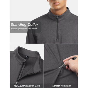 TACVASEN Navy Men's Quarter Zip Thermal Fleece Lined Pullover Sweatshirt