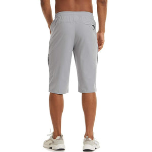 TACVASEN Khaki Men's Capri Shorts Quick Dry Below Knee for Hiking