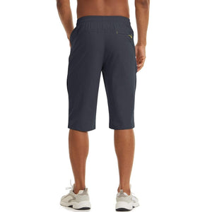 TACVASEN Khaki Men's Capri Shorts Quick Dry Below Knee for Hiking