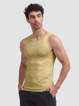 TACVASEN Beige Men's Quick Dry Compression Tank Top