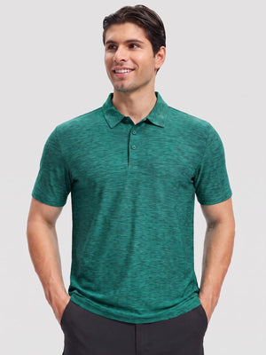 TACVASEN Bermuda Green Men's Quick Dry Golf Shirt Moisture Wicking Collared Polo