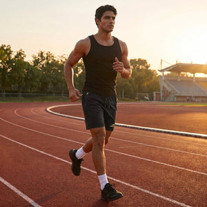 TACVASEN Black Men's Quick Dry Lightweight Water Resistant Running Shorts