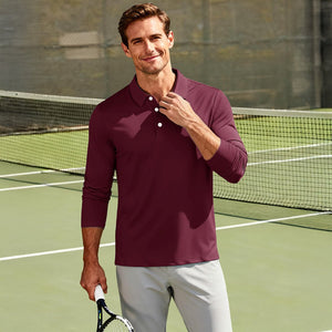 Men's Quick-Dry Long Sleeve Polo Shirt for Golf & Work - google men long sleeve