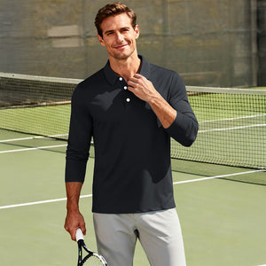 Men's Quick-Dry Long Sleeve Polo Shirt for Golf & Work - google men long sleeve
