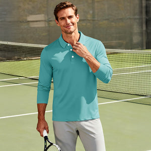 Men's Quick-Dry Long Sleeve Polo Shirt for Golf & Work - google men long sleeve